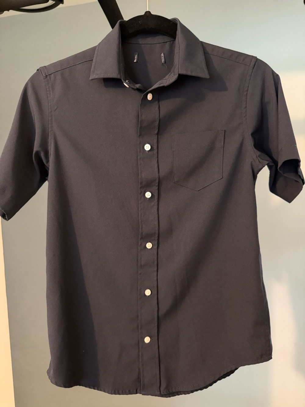 Youth Short Sleeve Button-Up Shirt polyesters - medium